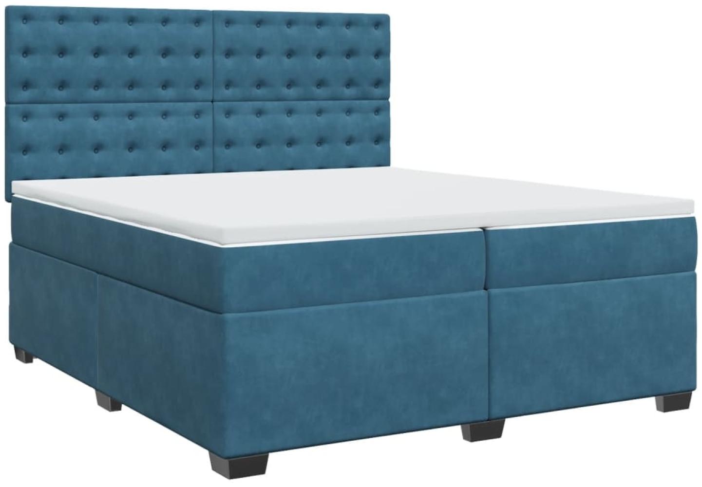 vidaXL Boxspringbett mit Matratze Blau 200x200 cm Samt 3291018 Bild 1