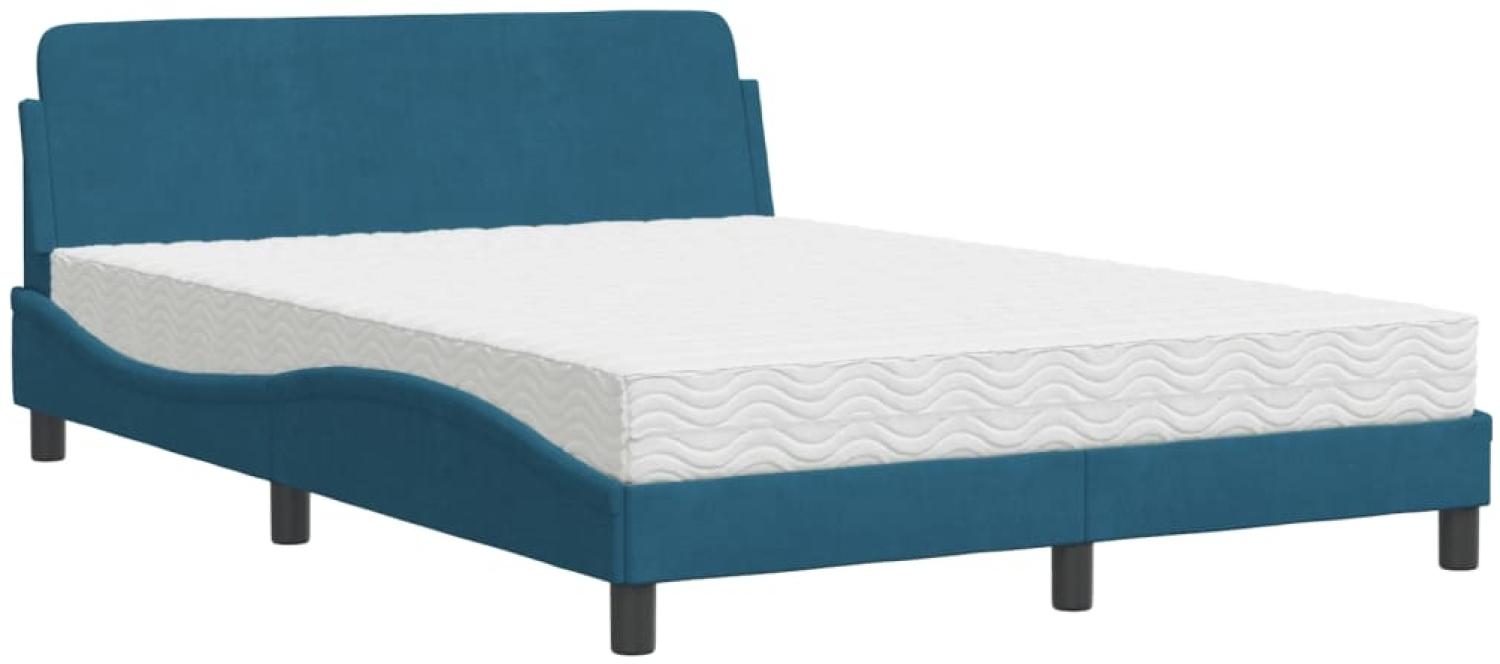 vidaXL Bett mit Matratze "Dover" Blau 140x200 cm Samt 3208415 Bild 1