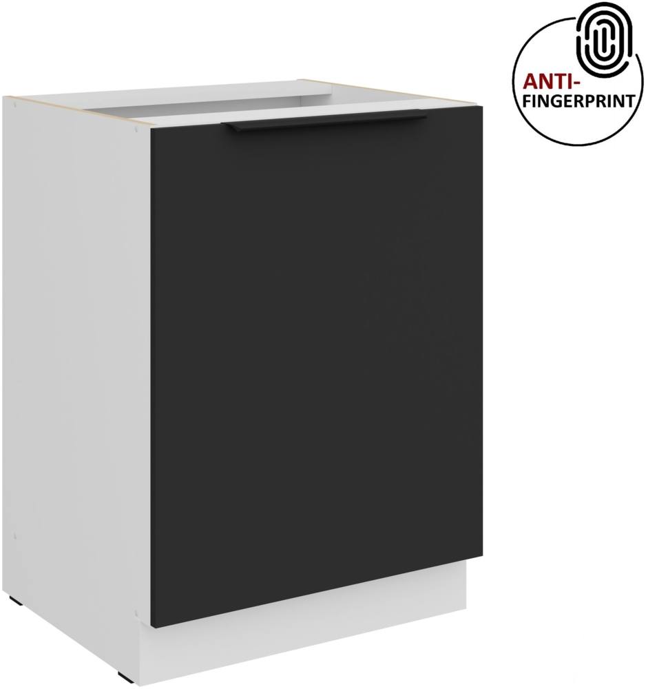 Küchen Unterschrank 60 cm Küche ARIA Schwarz ultra matt + Weiss matt, hochwertige Fronten mit Anti Fingerprint Beschichtung Küchenzeile Küchenblock Bild 1