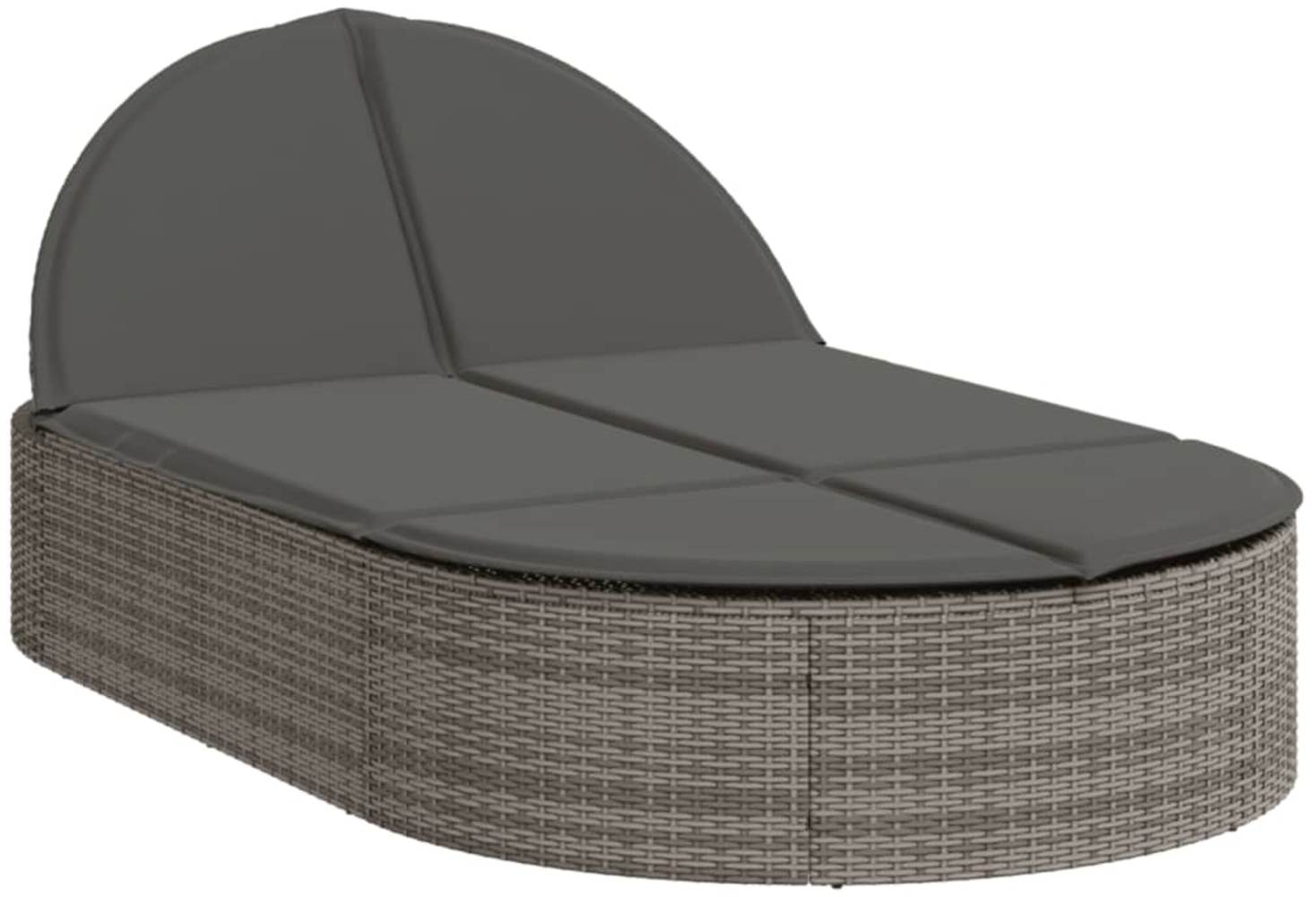 vidaXL Doppel-Sonnenliege mit Kissen Grau Poly Rattan 368648 Bild 1