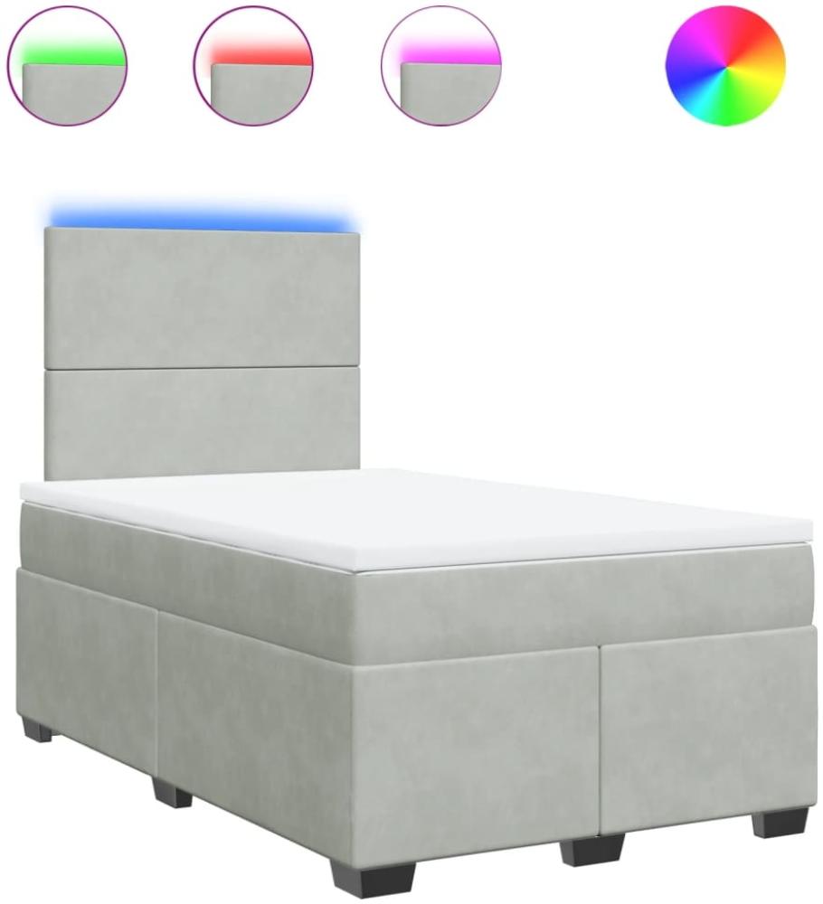vidaXL Boxspringbett mit Matratze Hellgrau 120x200 cm Samt 3293176 Bild 1