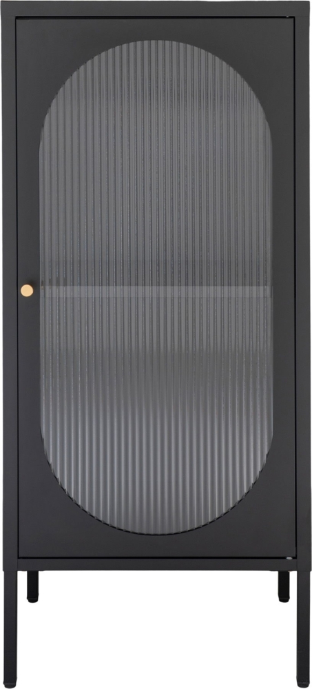 Vitrine, 1 geriffelte Glastür, Stahl, schwarz, 50 x 35 x 110 cm Bild 1