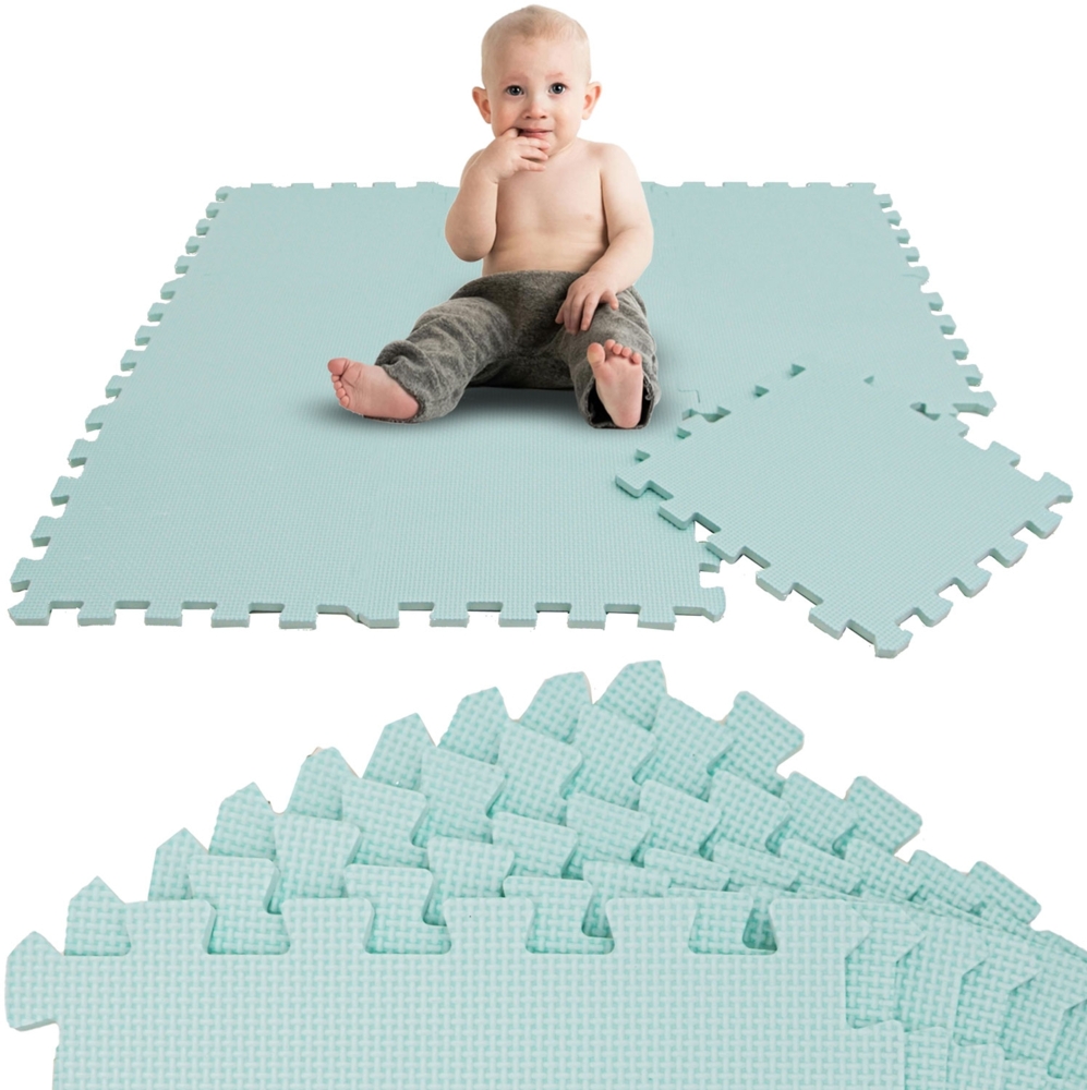 9 Teile Spielmatte Baby Puzzlematte - 30x30 Spielteppich Mint Bild 1