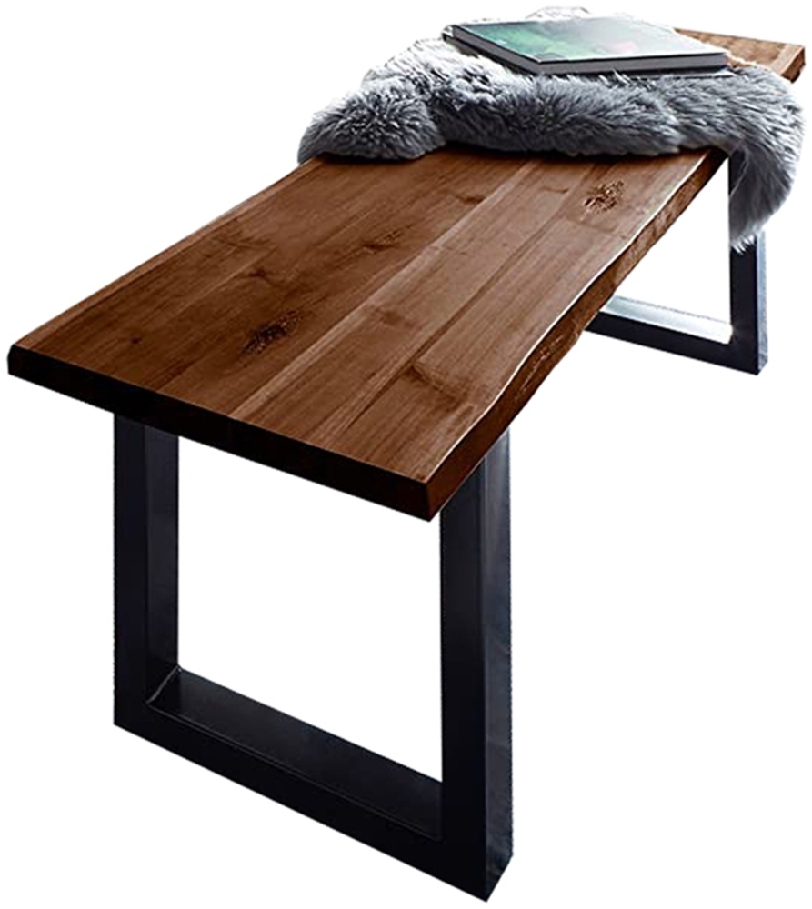 Baumkanten Tischgruppe Akazie nussbaum 160 schwarz 3tlg. QUINN 524362 Bild 1