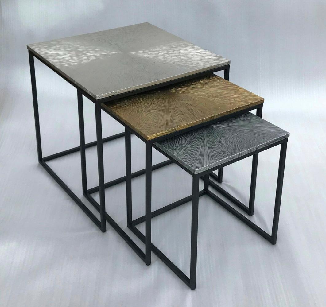 HSM COLLECTION Fletcher Couchtisch Set Square - Grau / Gold / Schwarz - (3er-Set) von HSM Bild 1