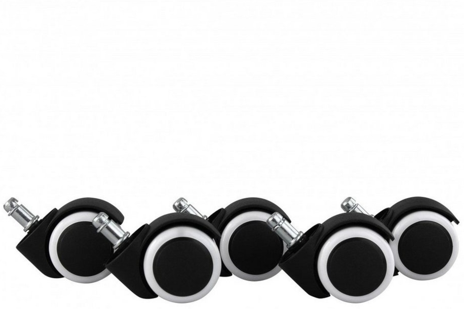 AMSTYLE 5er Set gebremste Hartbodenrollen schwarz/weiß 11mm/Durchmesser 50mm Bild 1