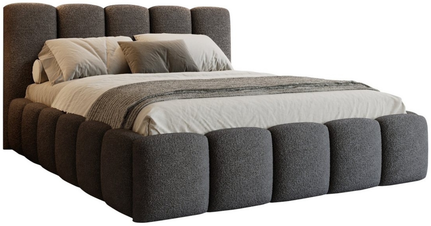 Deine Möbel 24 Polsterbett VIVIAN Bett Komplettbett Bouclé mit Bettkasten und Lattenrost (Set, 3-tlg, Beige Creme Grau Hellgrau Dunkelgrau Weiß), 140x200 160x200 180x200 200x200 cm Bild 1