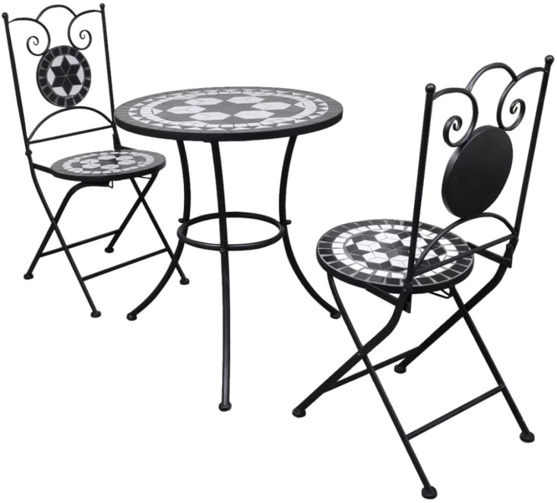 vidaXL 3-tlg. Bistro-Set Keramik Schwarz und Weiß 271772 Bild 1