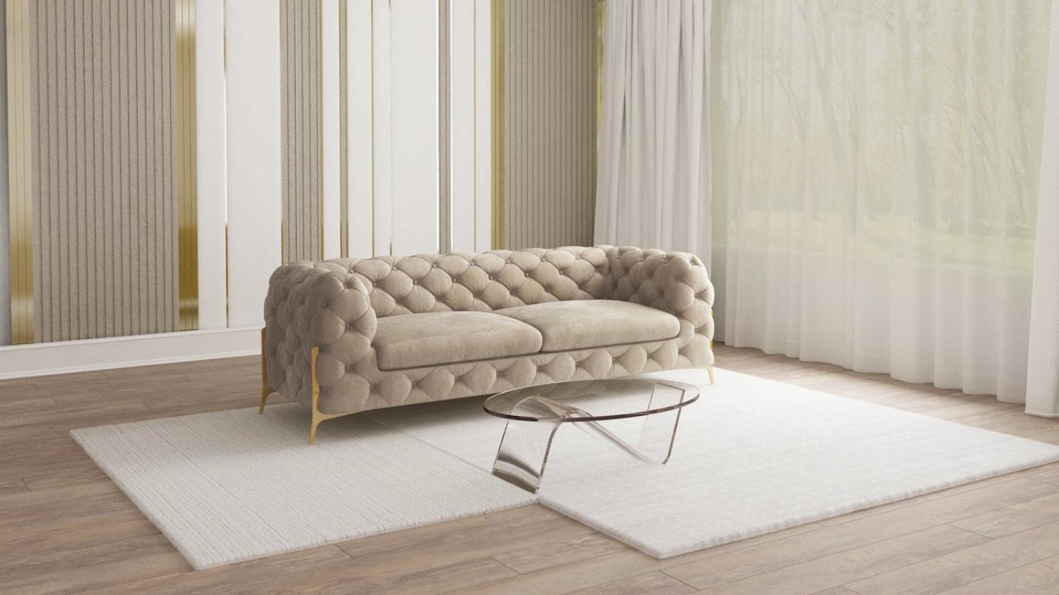 S-Style Möbel Chesterfield-Sofa Ashley Chesterfield Sofa mit Goldene Metall Füßen, mit Wellenfederung Bild 1