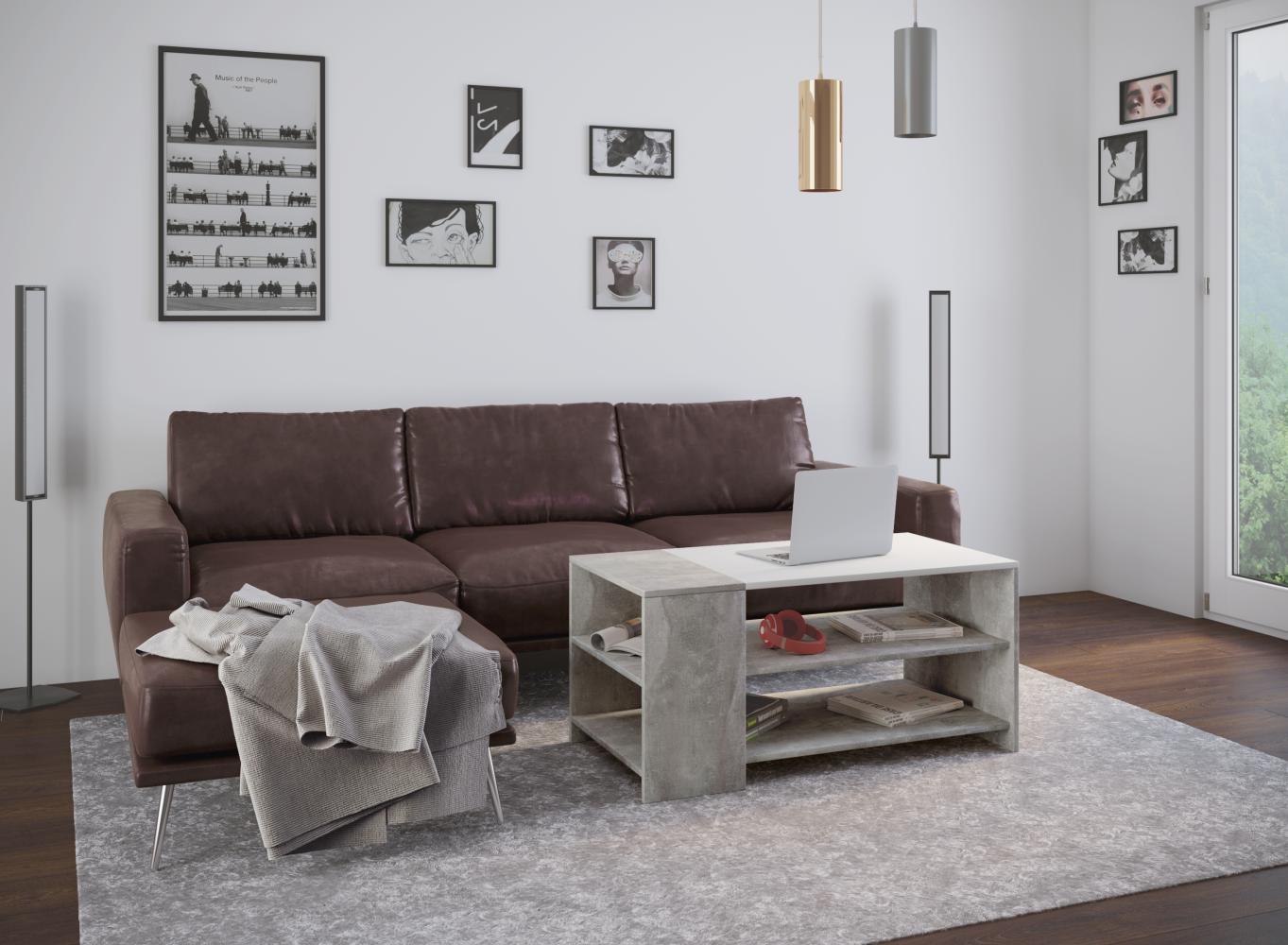 nonjoo Couchtisch CT Mila 100 Beton/Weiß Bild 1