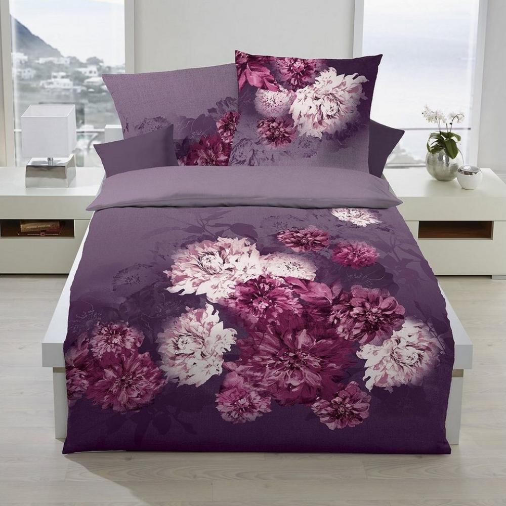 TRAUMSCHLAF Bettwäsche Flamenco violett, Biber, 2 teilig, Biberbettwäsche mit opulentem Blumendruck Bild 1