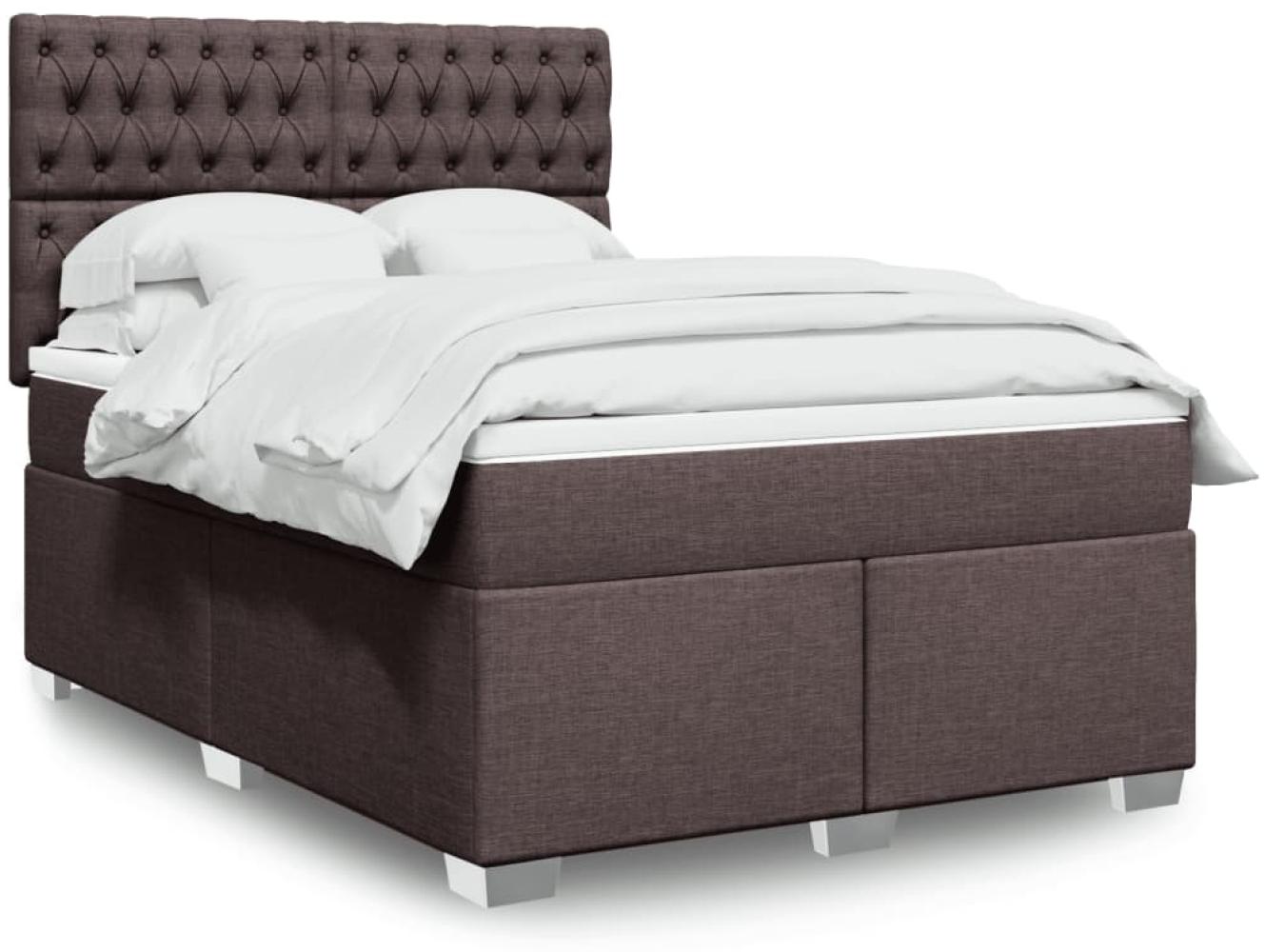 vidaXL Boxspringbett mit Matratze Dunkelbraun 140x190 cm Stoff 3292793 Bild 1