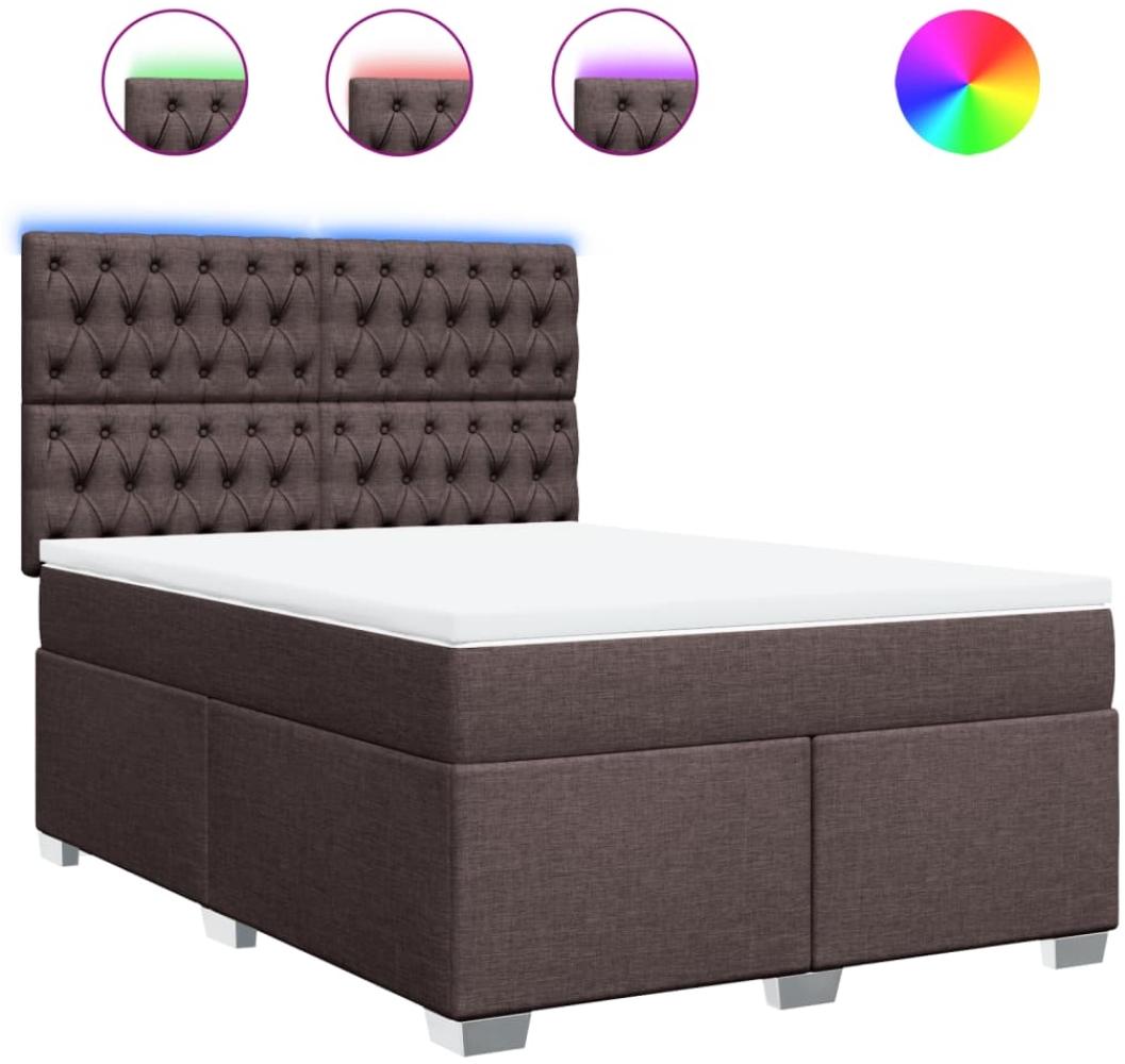 vidaXL Boxspringbett mit Matratze Dunkelbraun 140x190 cm Stoff 3292793 Bild 1
