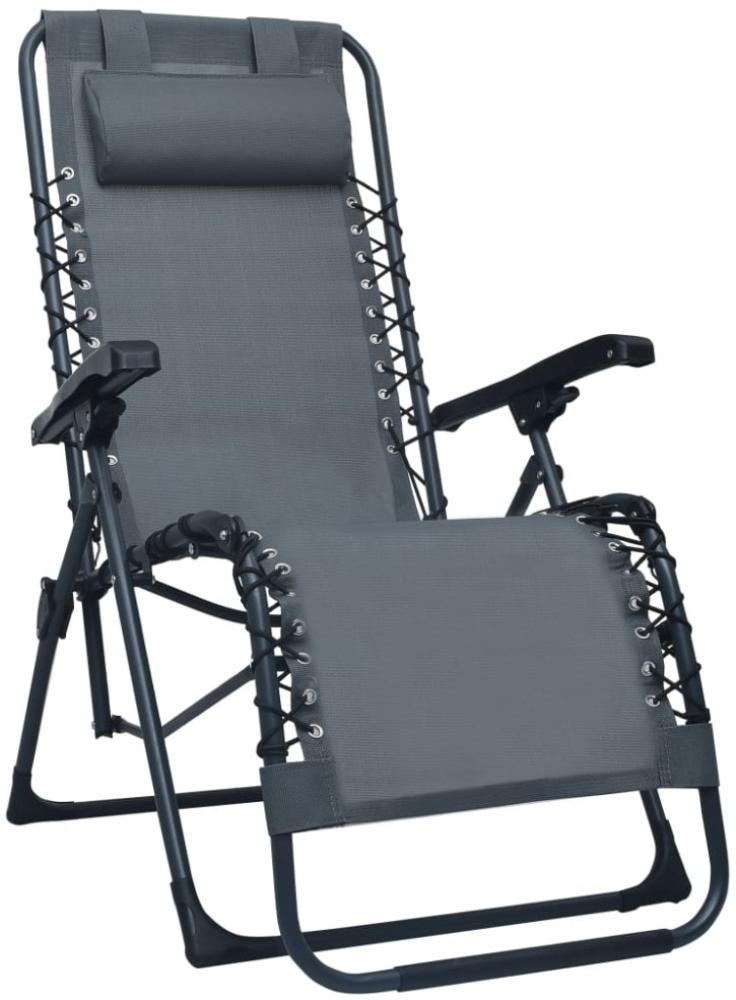 vidaXL Liegestuhl Klappbar Grau Textilene 47898 Bild 1