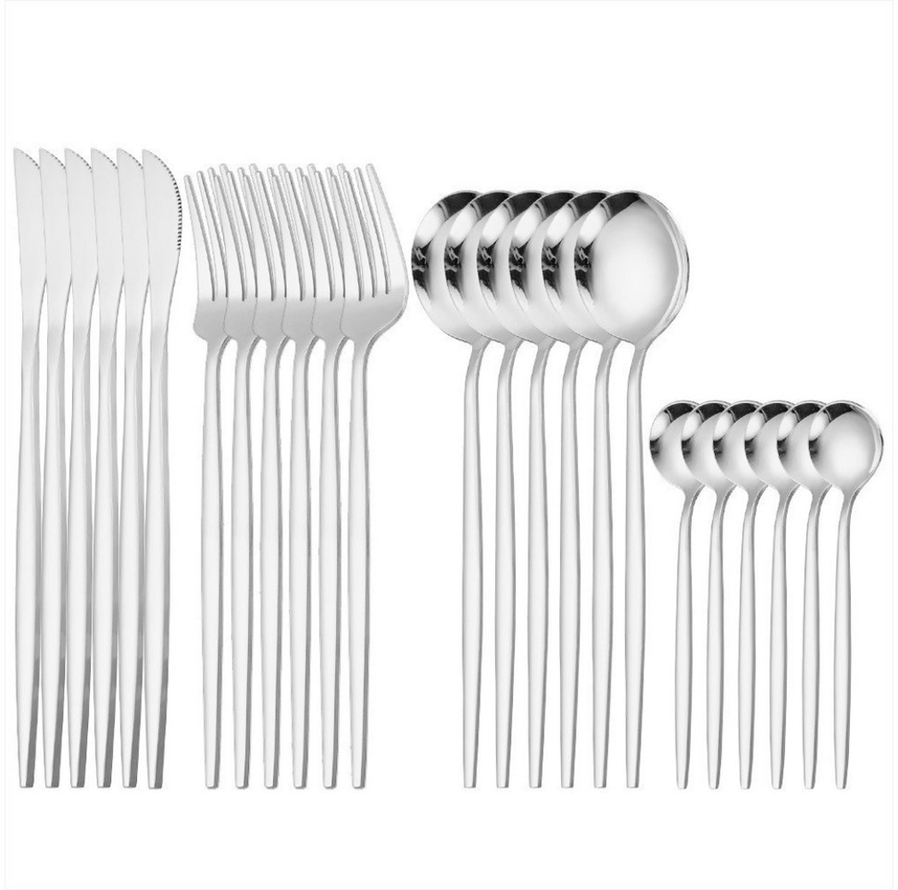 KingLux Besteck-Set 24Teilig Essbesteck Messer Gabel Löffel Geschirrset Set (24-tlg), 6 Personen, Edelstahl Bild 1