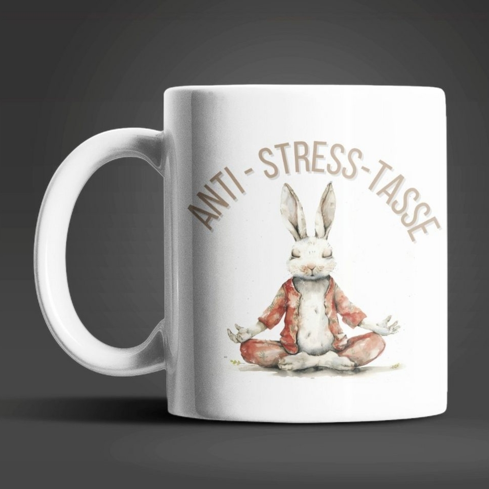 WS-Trend Tasse Yoga Hase Anti Stress Keramik Kaffeetasse Teetasse, Keramik Bild 1