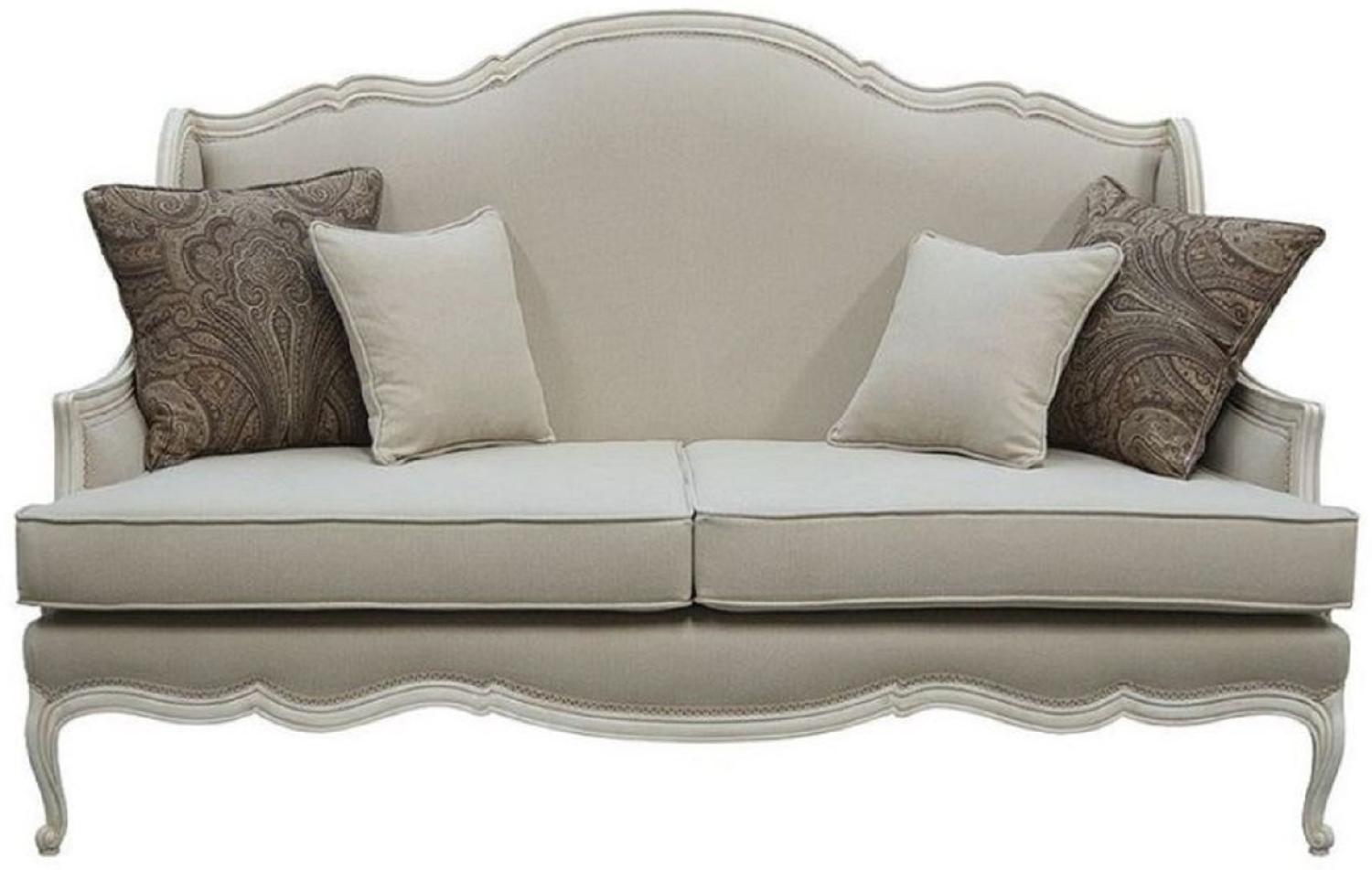 Casa Padrino Luxus Barock Sofa Grau / Antik Grau 185 x 95 x H. 111 cm - Wohnzimmer Sofa mit dekorativen Kissen - Edle Barock Möbel Bild 1