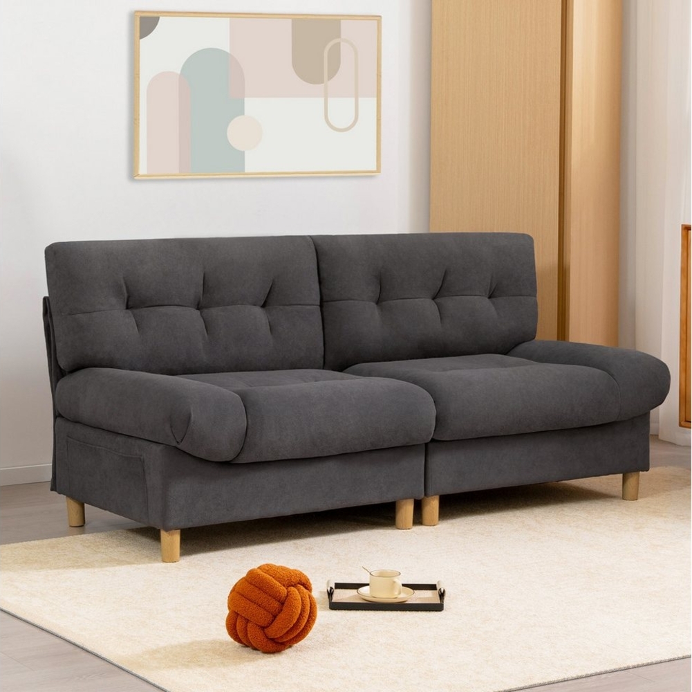 Merax 2-Sitzer Doppelsofa mit großen Sitzkissen und Rückenlehne, Wolkenform, 201x85x90cm 1 Teile, Polsterbett Sofa aus Teddy-Samtstoff für Wohnzimmer/Schlafzimmer Bild 1