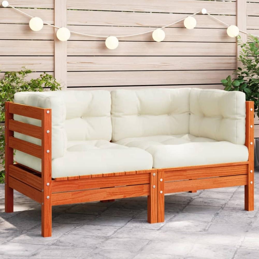 vidaXL Garten-Ecksofa mit Kissen Wachsbraun Massivholz Kiefer 838150 Bild 1