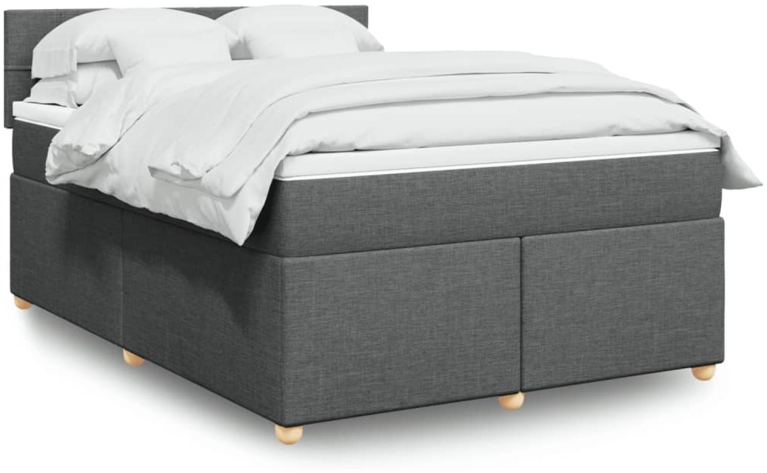 vidaXL Boxspringbett mit Matratze Dunkelgrau 140x200 cm Stoff 3289004 Bild 1