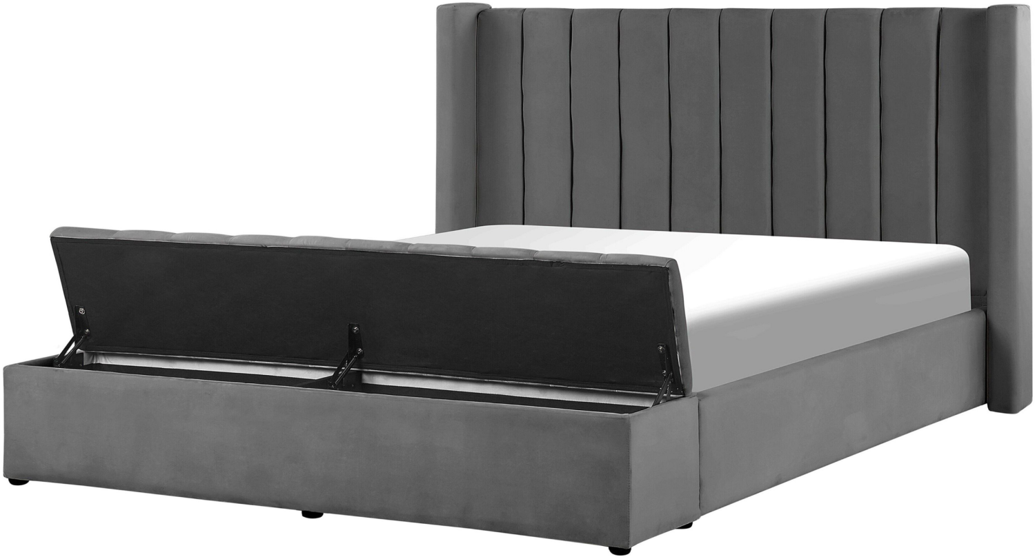 Wasserbett Samtstoff grau mit Stauraum 140 x 200 cm NOYERS Bild 1