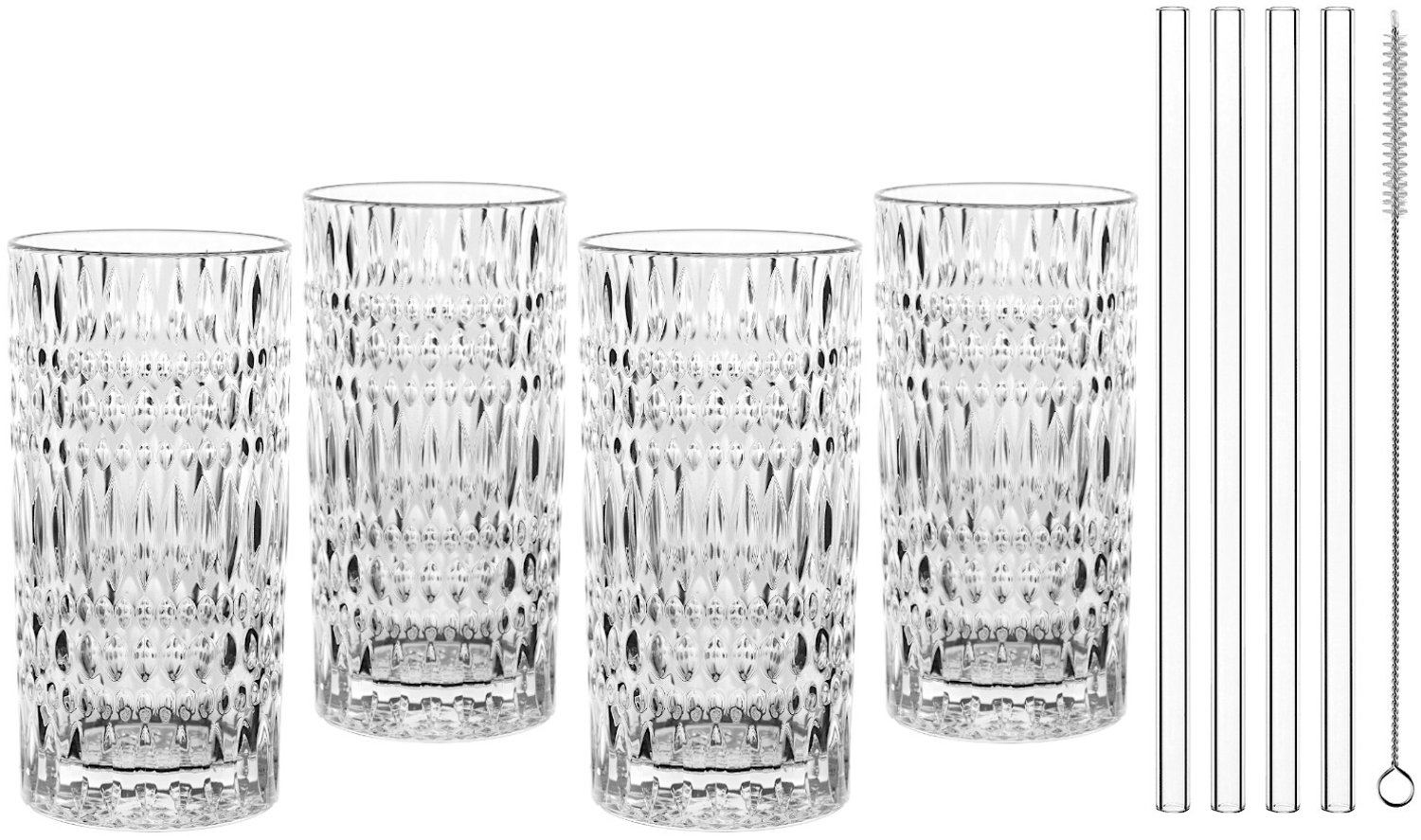 NACHTMANN 106658 TASTES GOOD ETHNO Longdrinkgläser 4er Set und Glastrinkhalme Bild 1