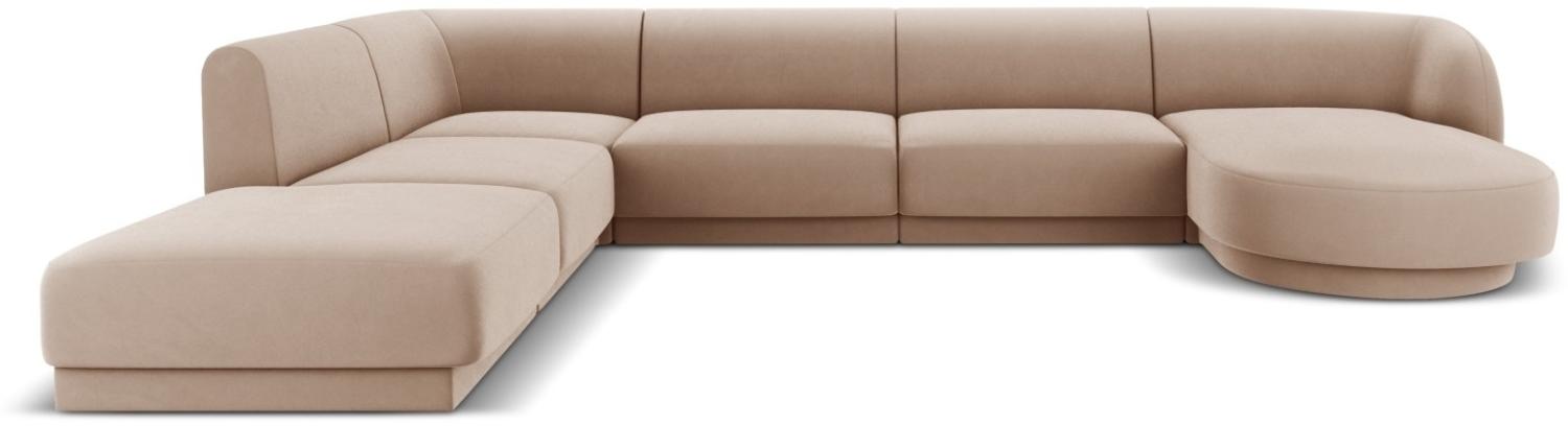 Micadoni 6-Sitzer Panorama Ecke links Sofa Miley | Beinfarbe Black Plastic, Cappuccino, Samt Bild 1