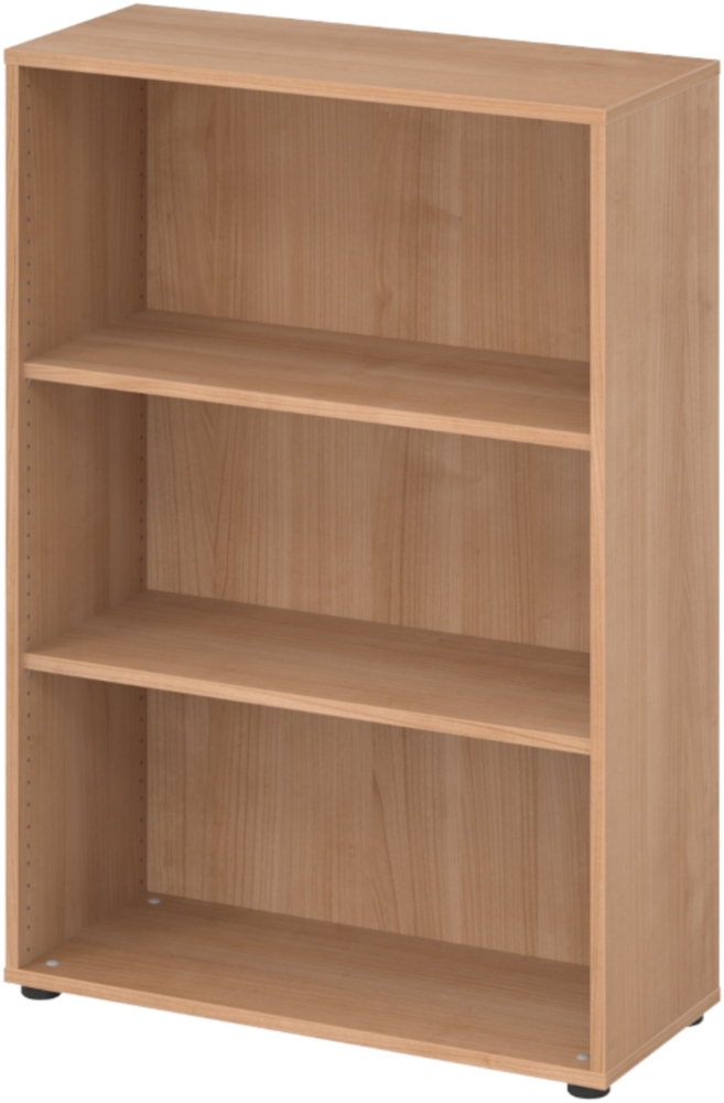 bümö Regal Nussbaum, Standregal aus Holz für 3 Ordnerhöhen - Bücherregal klein 80 cm breit, Aktenregal für Ordner & Bücher, kleines Büroregal, Holzregal, Ordnerregal, Buchregal Dachschräge, 4500-N Bild 1