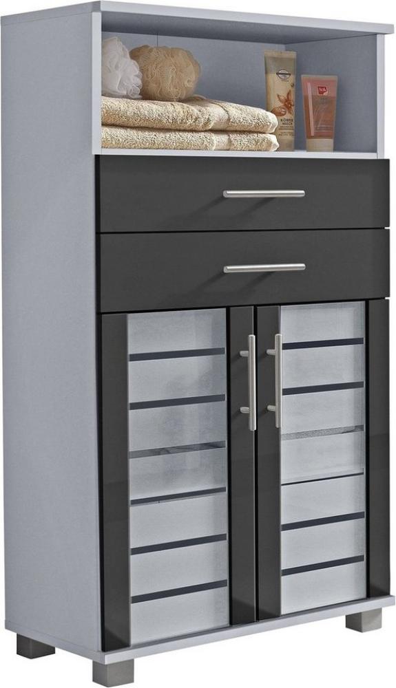 Schildmeyer Niko Midischrank 113294, silber glanz-anthrazit glanz, 59,8/32,6/110,5 cm Bild 1