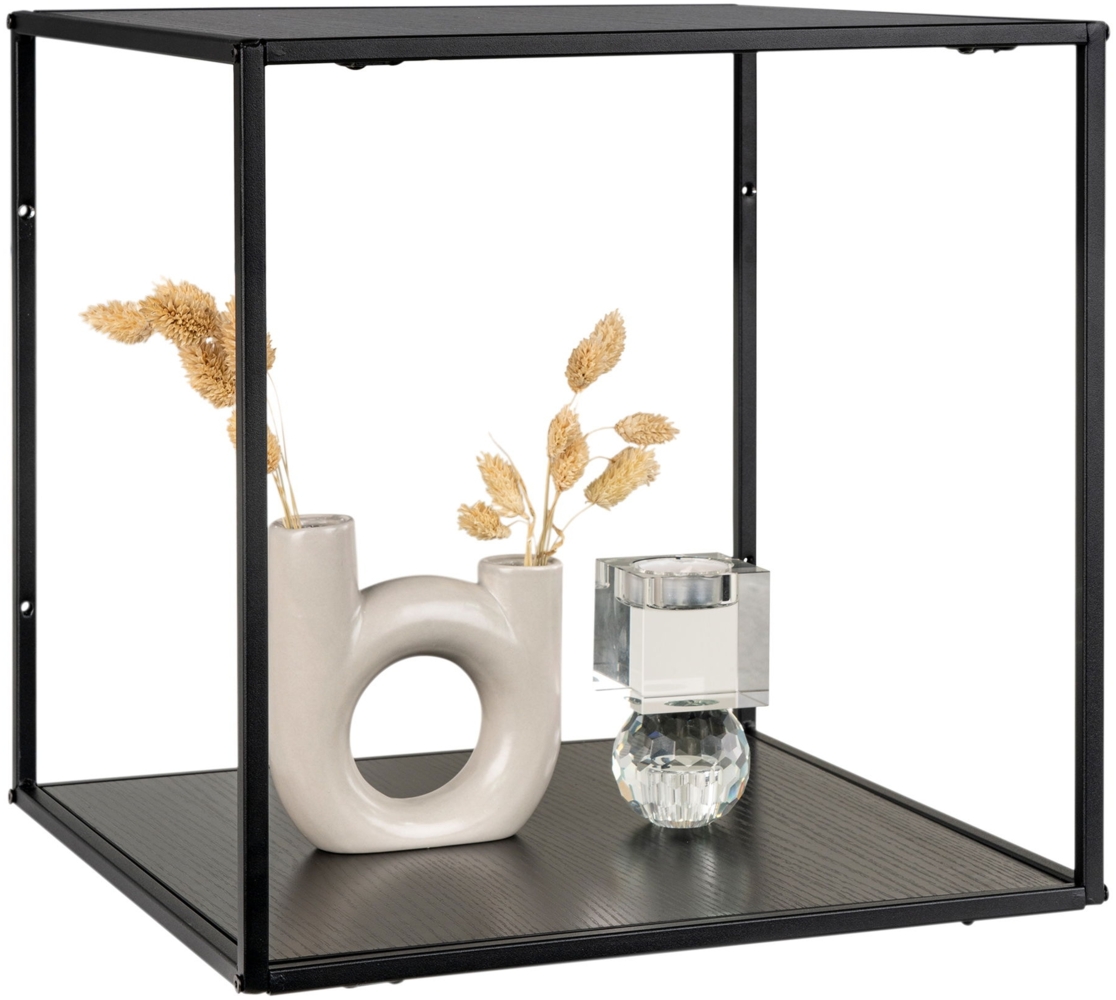 Wandregal, schwarz, schwarzer Rahmen, 36 x 36 x 36 cm Bild 1