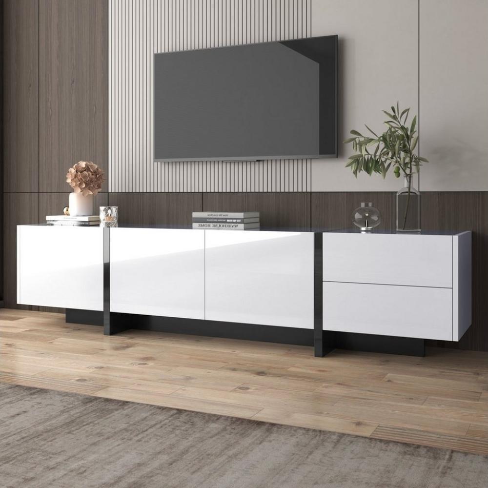 Merax Lowboard, Hochglanz TV-Board,Fernsehtisch scandi,TV-Schrank,Breite:190cm Bild 1