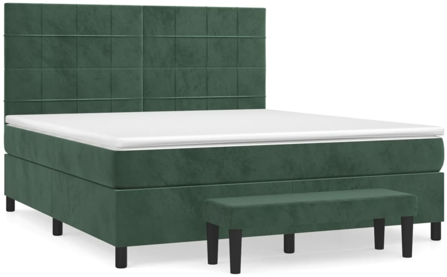 vidaXL Boxspringbett mit Matratze Dunkelgrün 180x200 cm Samt 3137860 Bild 1