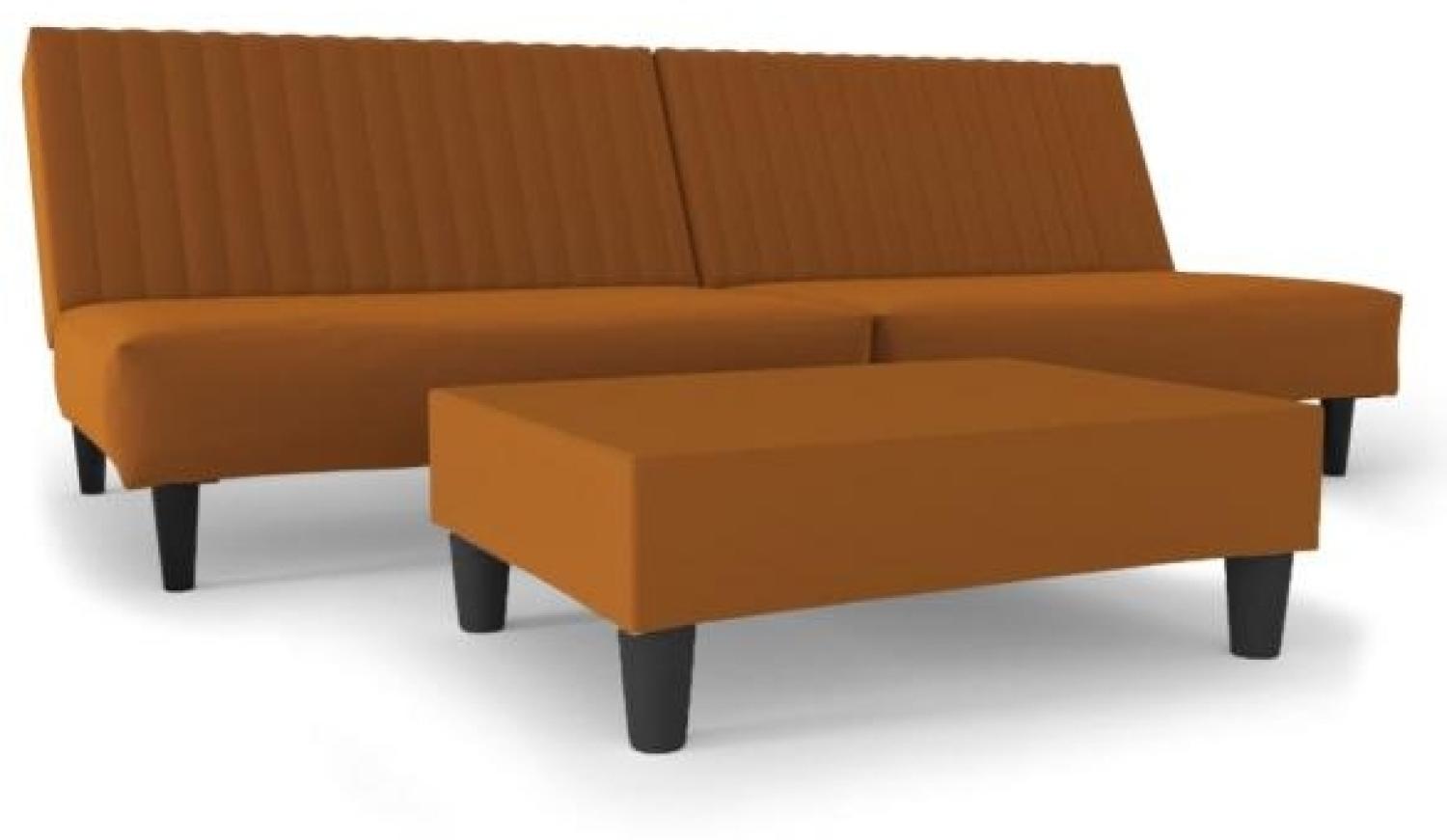 Schlafsofa 2-Sitzer mit Fußhocker Braun Samt [3081862] Bild 1