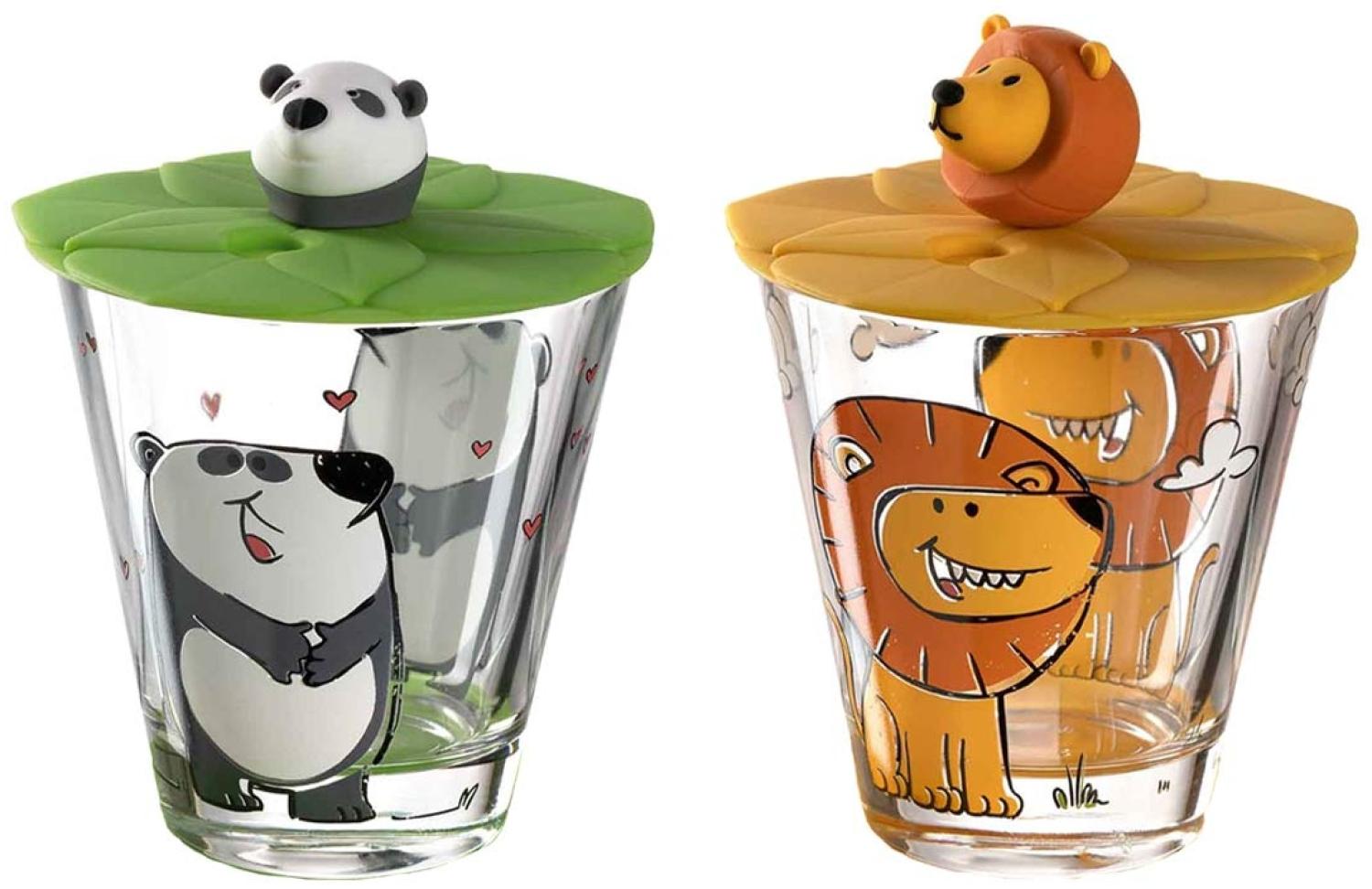 Leonardo BAMBINI 2er Set Kinderbecher mit Deckel 'Löwe' & 'Panda' Bild 1