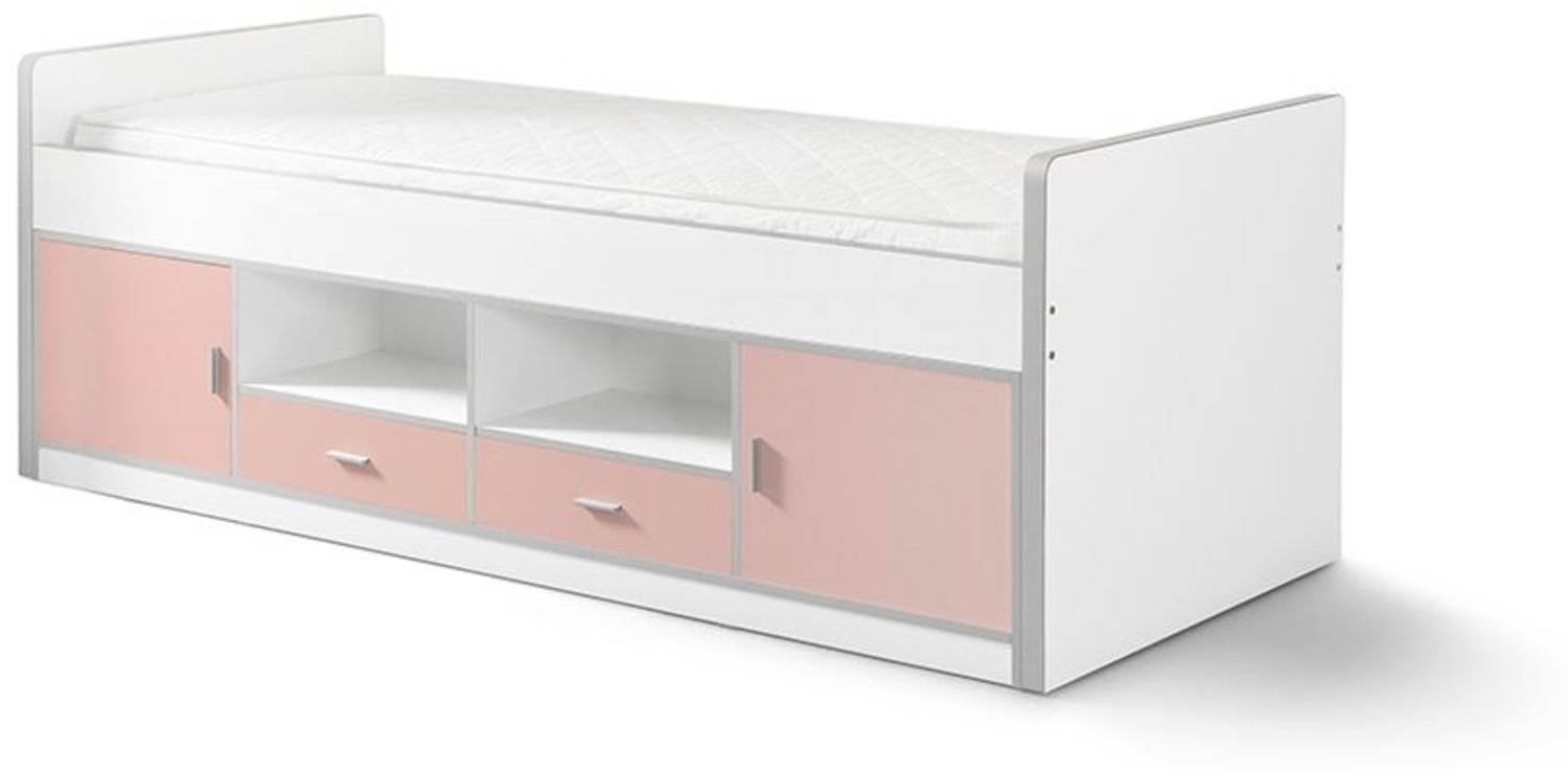 Kojenbett Kalinda 207x98x79 Holzwerkstoff Weiß/Rosa Bild 1
