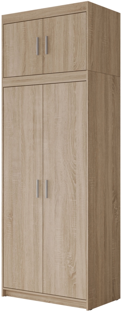 Kleiderschrank Elena 2D, mit Schrankaufsatz, Farbe: Sonoma Eiche Bild 1