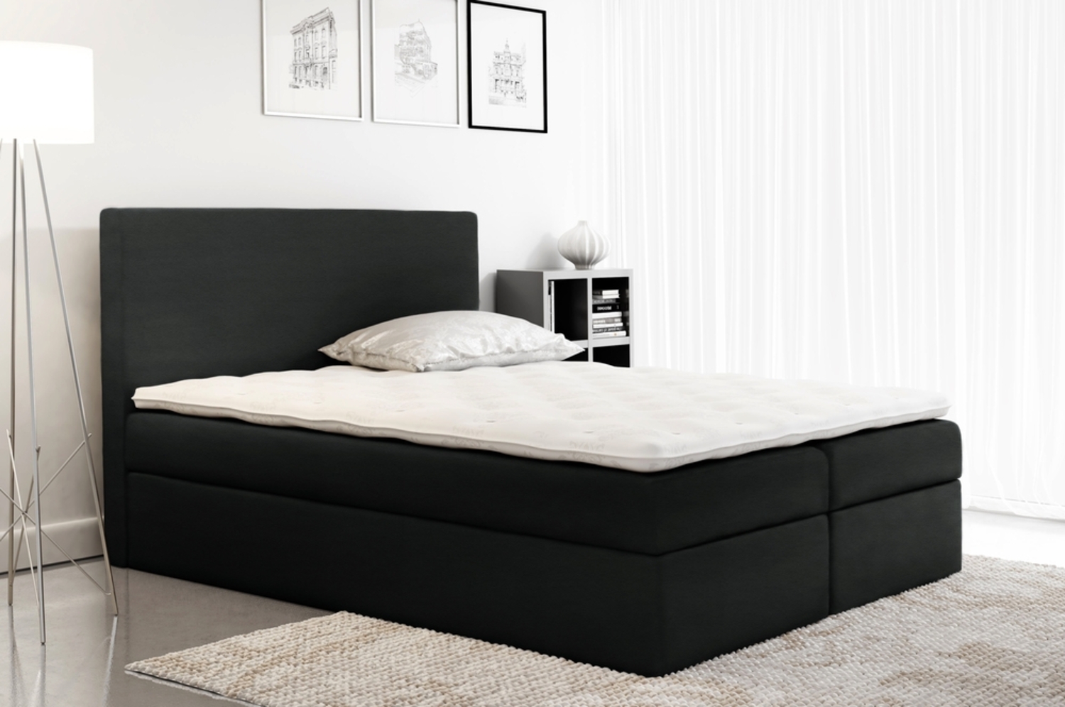 99rooms Mattia Boxspringbett Kunstleder SOFT Schwarz 120x200 cm Bild 1