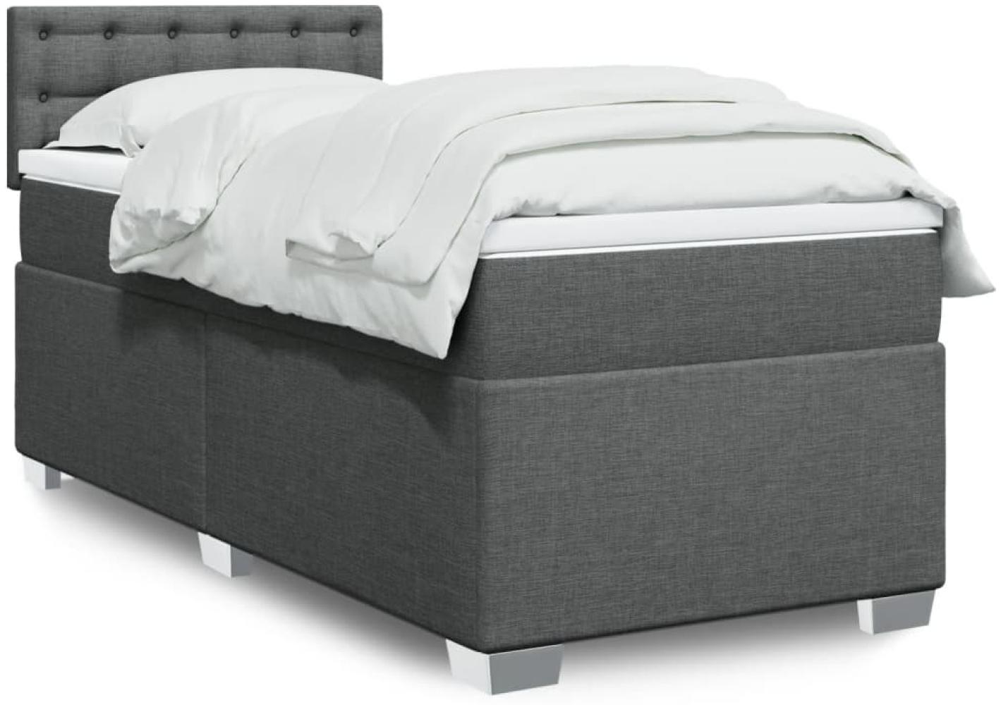 vidaXL Boxspringbett mit Matratze Dunkelgrau 80x200 cm Stoff 3288030 Bild 1