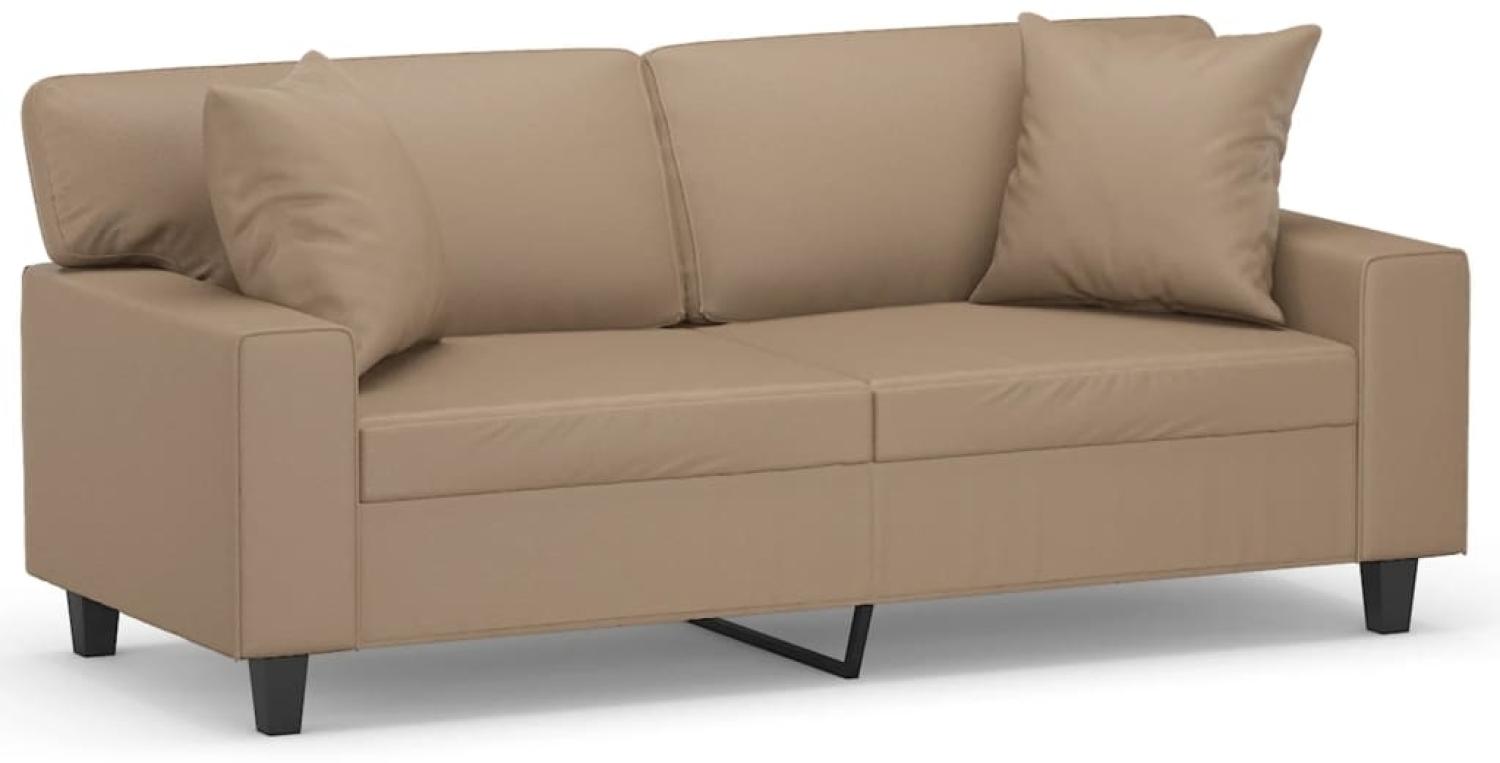 vidaxl 2-Sitzer-Sofa mit Zierkissen cm Kunstleder, Cappuccino-Braun Bild 1