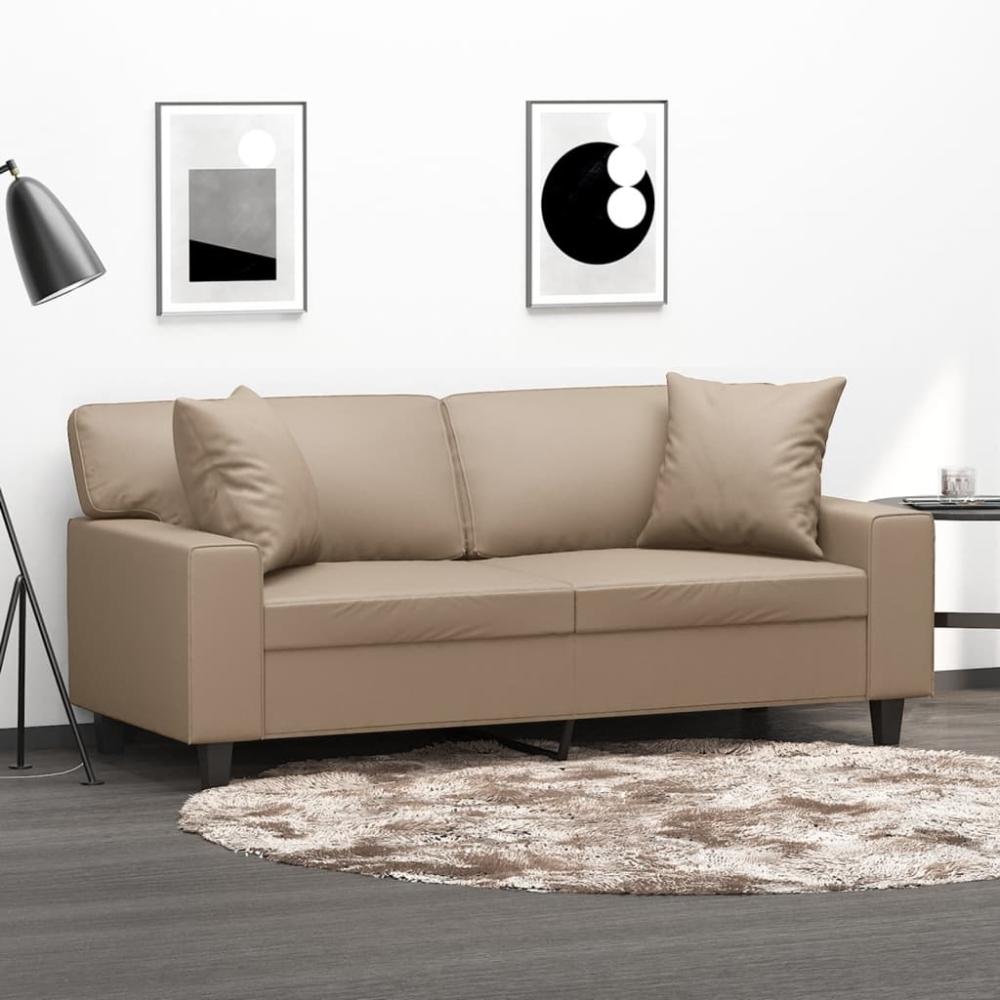 vidaxl 2-Sitzer-Sofa mit Zierkissen cm Kunstleder, Cappuccino-Braun Bild 1