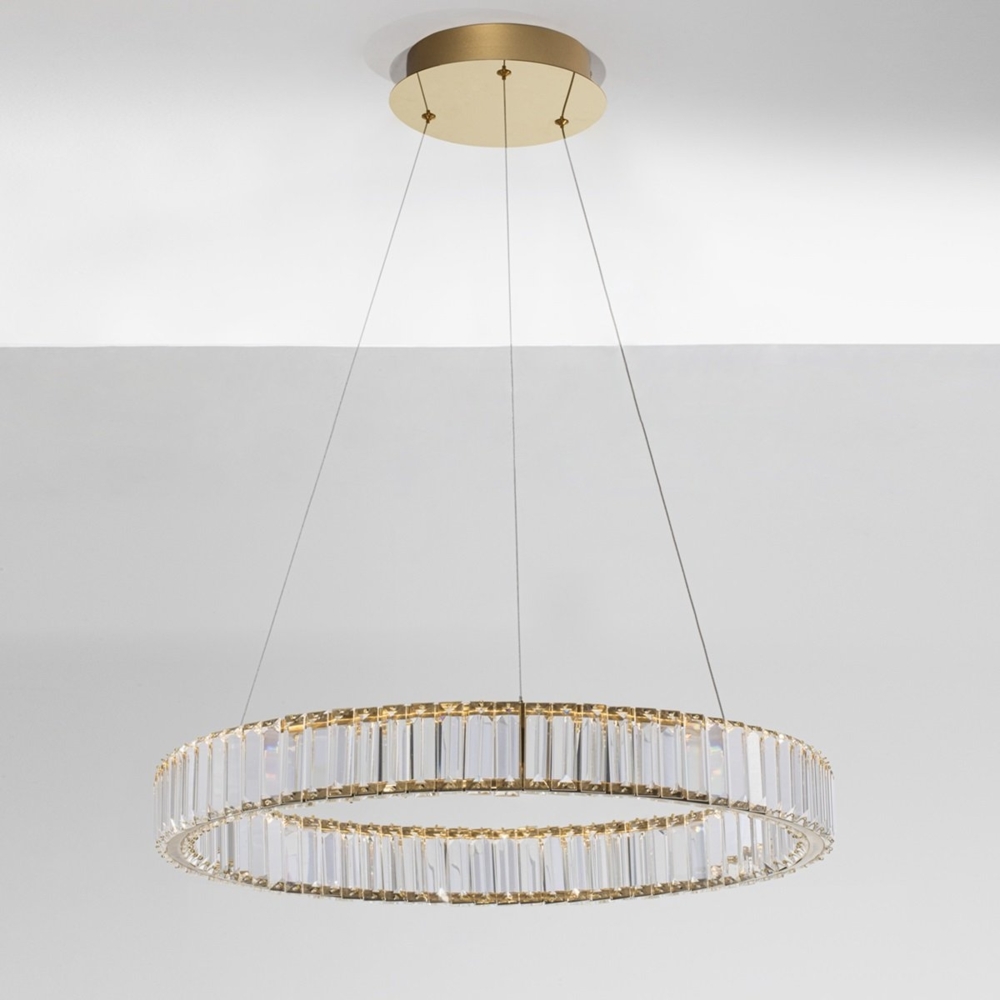 Nova Luce 9333075 AURELIA LED Pendelleuchte 60cm gerade 3500K Gold Kristall Bild 1