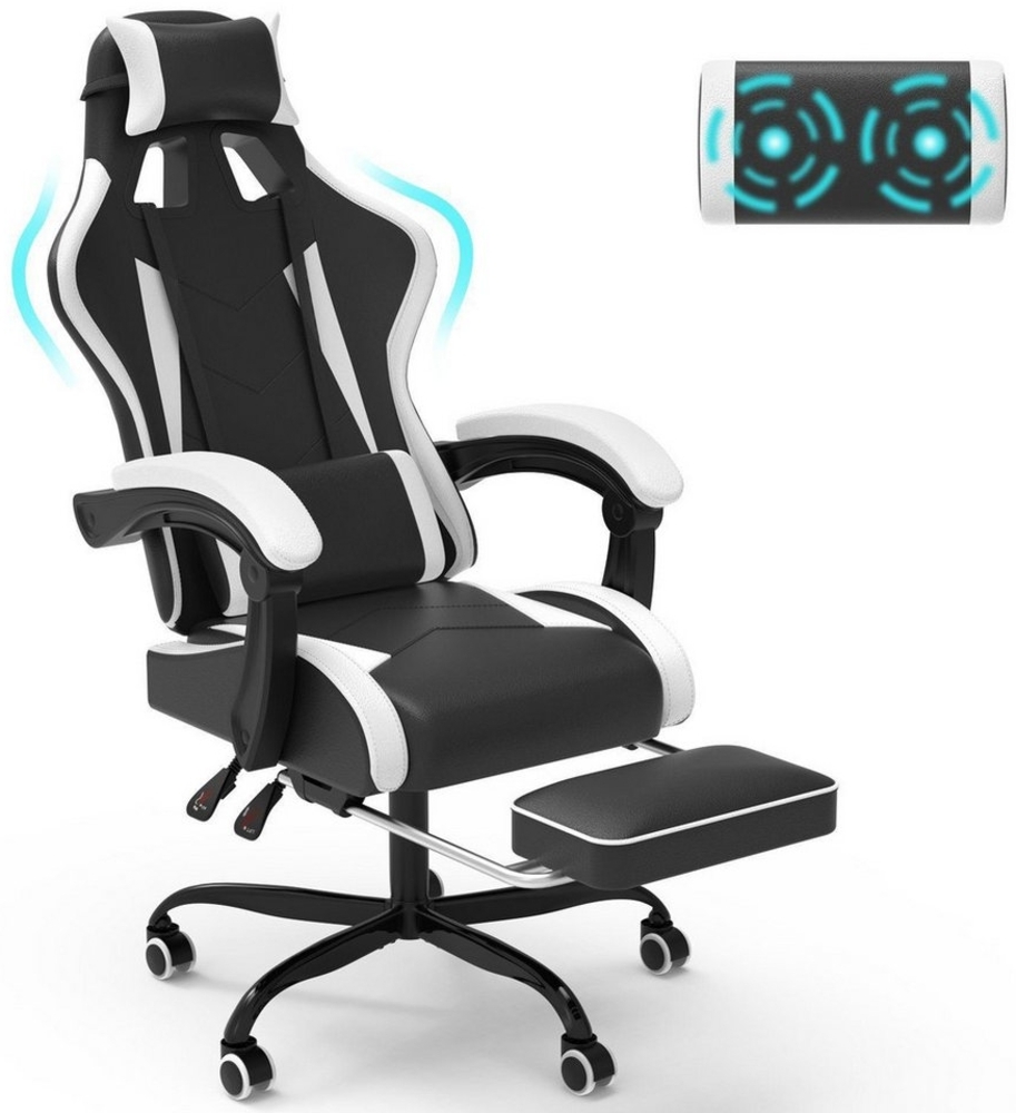 GUNJI Gaming Chair Massage Gaming Stuhl mit Fußstütze, 90-135° Rückenlehne einstellbar Bild 1