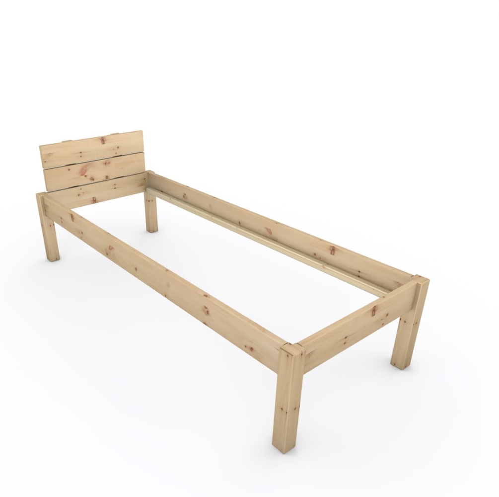 Pfostenbett "metallarm" Zirbe Holzbett "Daybett" 80 x 220cm 48cm Einzelbett Bild 1