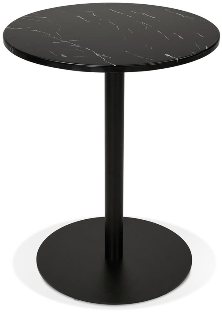 Kadima Design Runder Bistrotisch Ø 60 cm, Stein mit Marmoreffekt, ideal für Gastronomie, Schwarz Bild 1