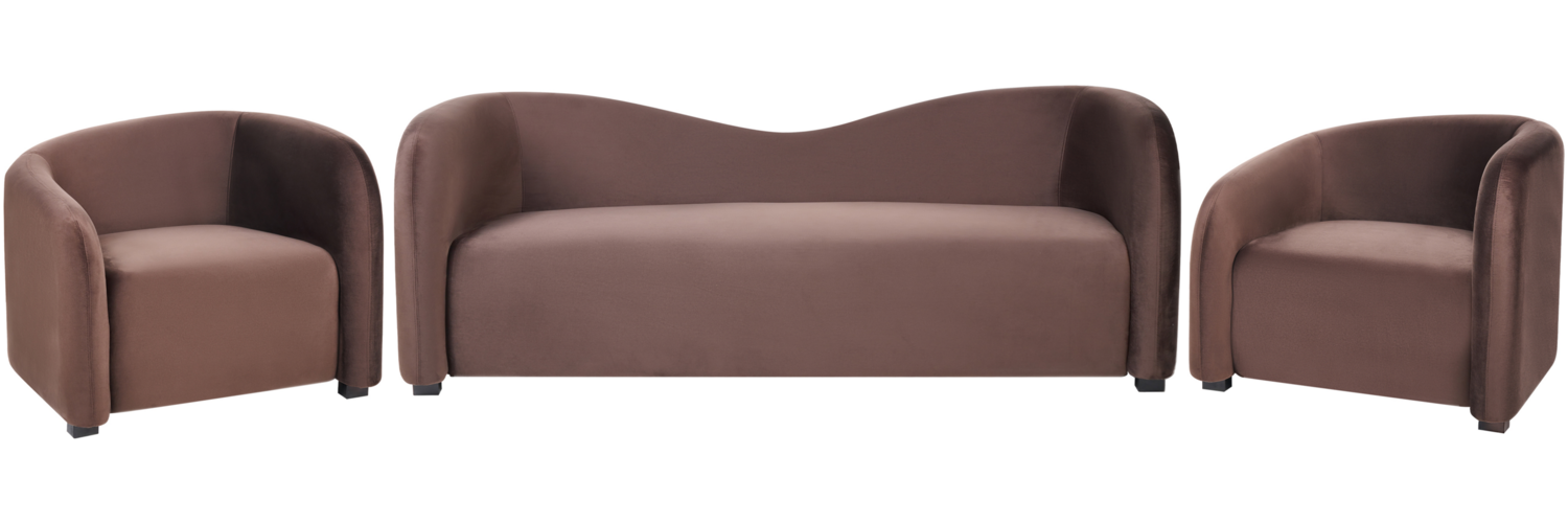 Sofa Set 5-Sitzer VELTADA Samtstoff Dunkelbraun Bild 1