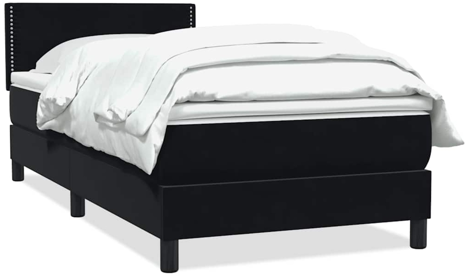 vidaXL Boxspringbett mit Matratze Schwarz 90x210 cm Samt 3316097 Bild 1