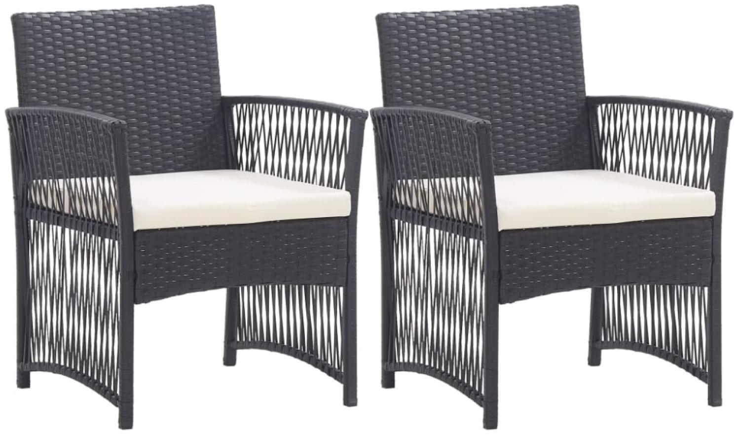 vidaXL Gartensessel mit Sitzkissen 2 Stk. Schwarz Poly Rattan 46438 Bild 1