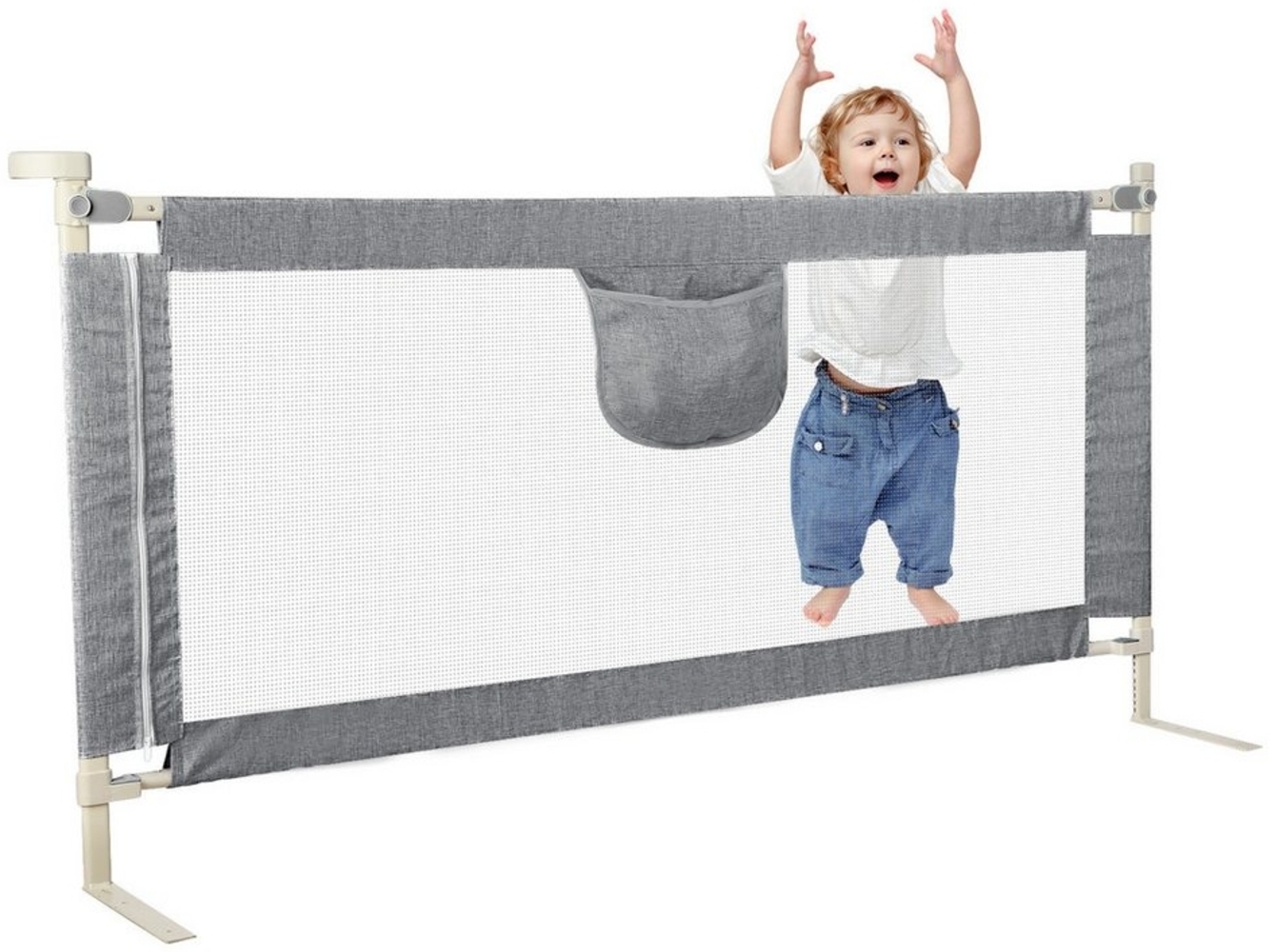 JEOBEST Bettschutzgitter Bettgitter, Kinderbettgitter Babybettgitter, Sicherheitsschutz, Rausfallschutz Bett [Eine Seite] 150 cm/180 cm, aus Metall Bild 1