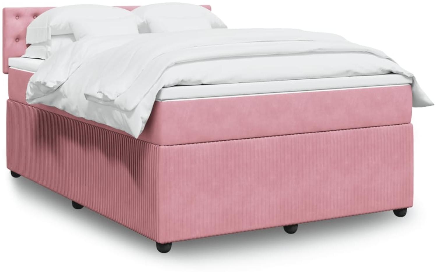 vidaXL Boxspringbett mit Matratze Rosa 140x190 cm Samt 3290051 Bild 1