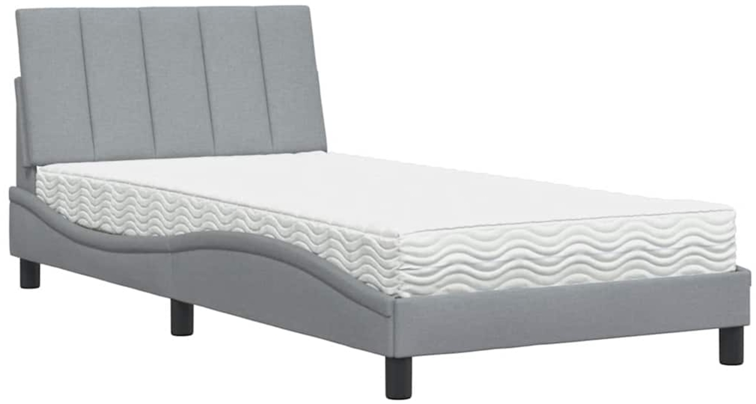 vidaXL Bett mit Matratze "Hanko" Hellgrau 100x200 cm Stoff 3310510 Bild 1
